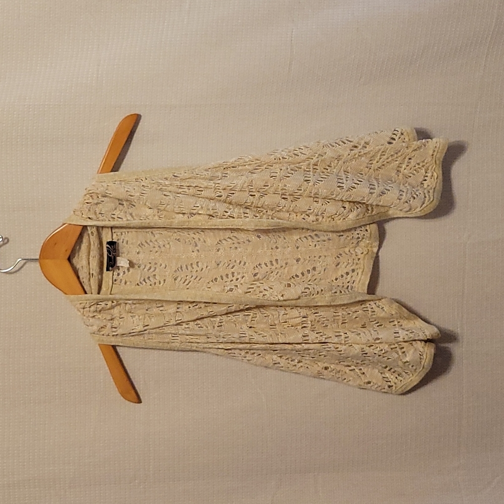 Questions by Say What? Macrame Knit Sweater Cardigan
